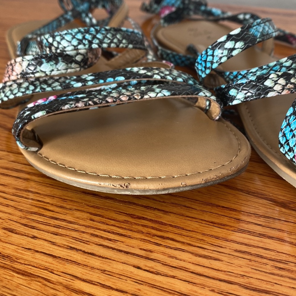 Call It Spring Wrap Around Flat Sandals Vegan Multicolor Size 8.5 - Picture 4 of 9